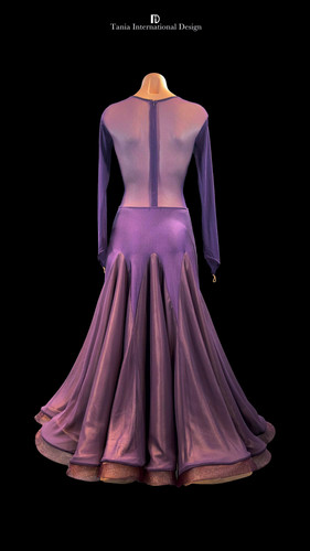 TID M183D】ボールルームワンピース(パープル) | adsjapan-danceshoes