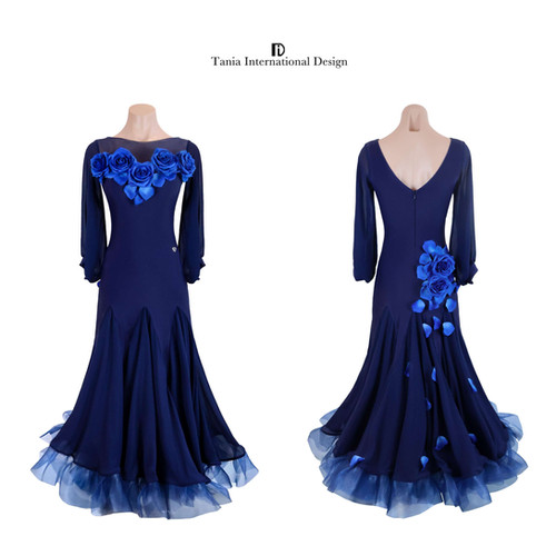 セール品【 TID M345FD 】 プレミアムボールルームワンピース(ブルー