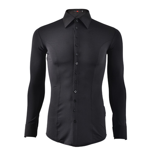 NY製ダンス用ストレッチワイシャツ(黒)【NY 16610】 | adsjapan-danceshoes