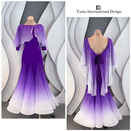 TID dance ワンピース TID M184D】スペシャルボールルームワンピース(紫・白) | adsjapan