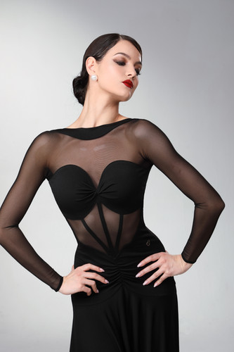 TID M362D】 ボールルームワンピース(黒) | adsjapan-danceshoes