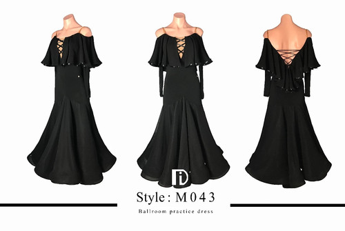 TID M043D】ボールルームワンピース(黒) | adsjapan-danceshoes