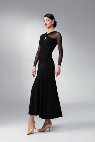 TID M350D】ボールルームワンピース(黒) | adsjapan-danceshoes