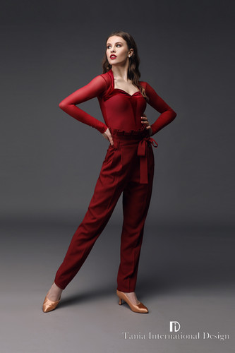 TID M003】ボールルーム・パンツ (バーガンディ) | adsjapan-danceshoes