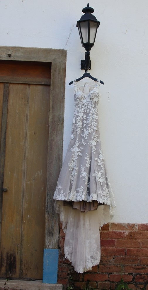 Miniatura: Vestido de noiva Flavio Galeazzi nude rendado