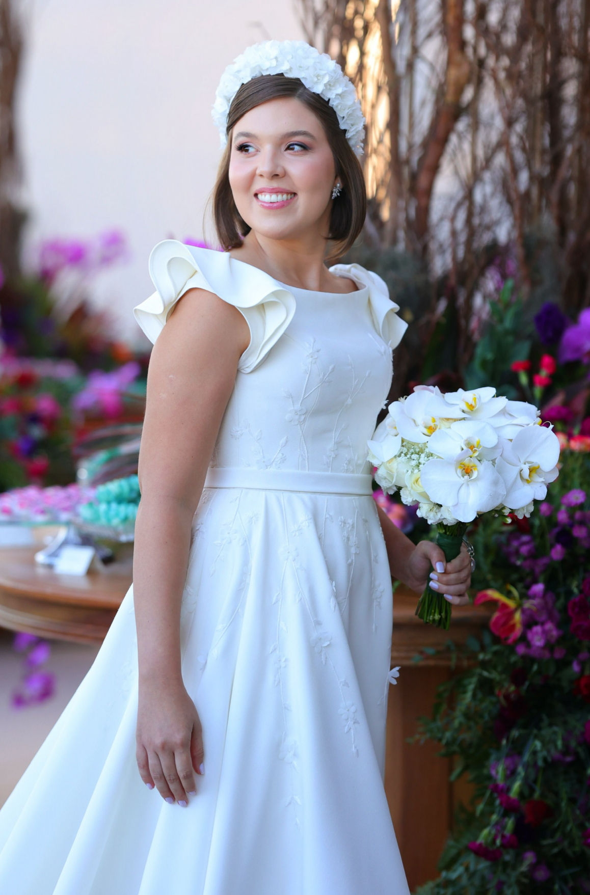 Vestido de noiva Aline Couto evase bordado