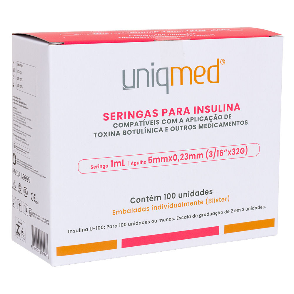 Seringa Descartável Insul 1ml 5x0,23mm 32g - un UNIQMED