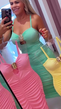Miniatura: Vestido Midi Adorno Decote