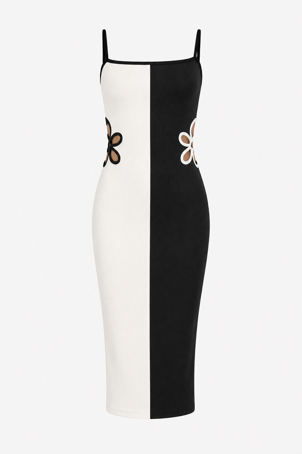 Vestido Midi Bicolor Flor