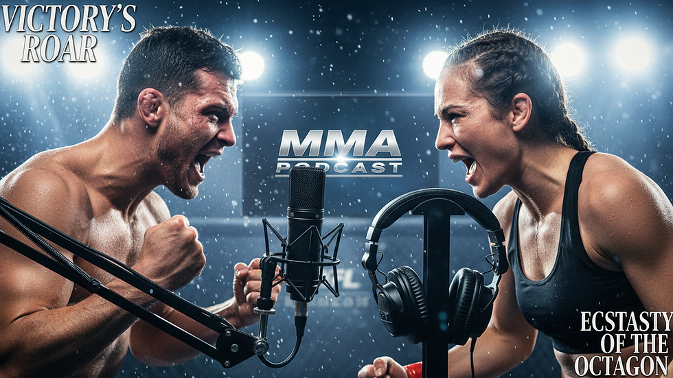 Close-up view of a microphone and headphones for MMA podcast recording