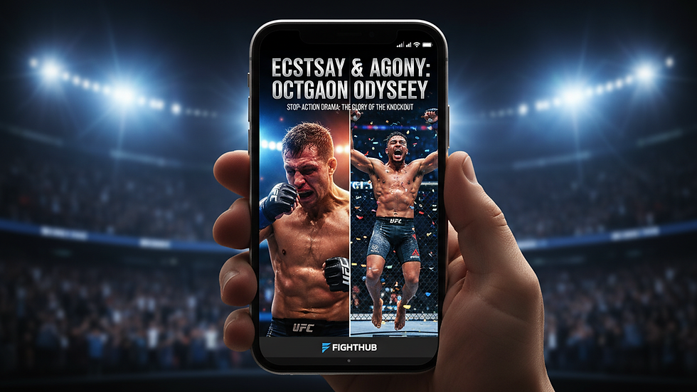 Close-up view of a smartphone displaying a fight sports news app