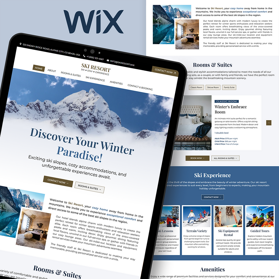 Alpine Retreat Wix Studio Website Template, Mountain Hotel Template, Winter Vacation Rental, Lodge & Chalet Template,Booking,Reservation CMS