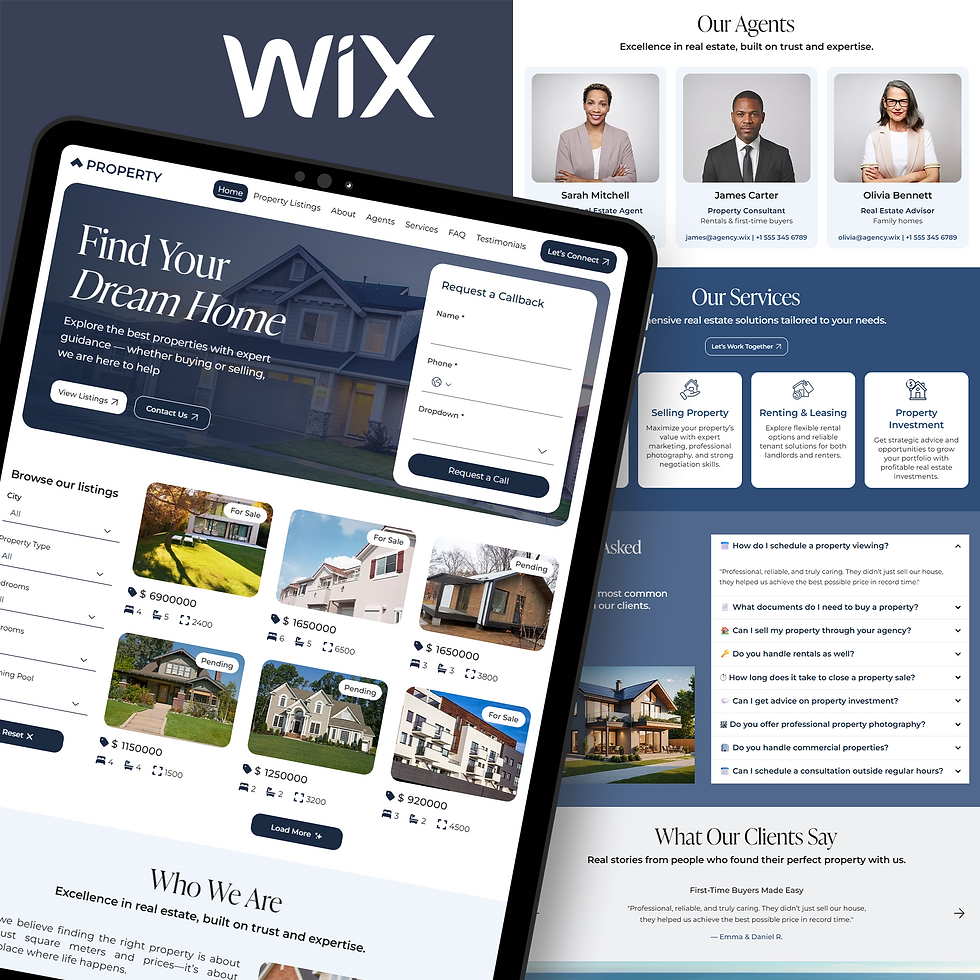 Property Listings Wix Studio Website Template: Real Estate & Agent Site