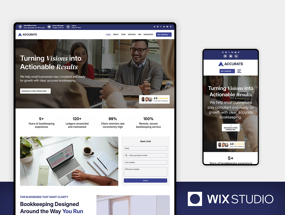 Bookkeeper Wix Studio Website Template | Accounting, Finance Services, Consultation, Accountant, Tax Advisor Services, Bookkeeping,Financial