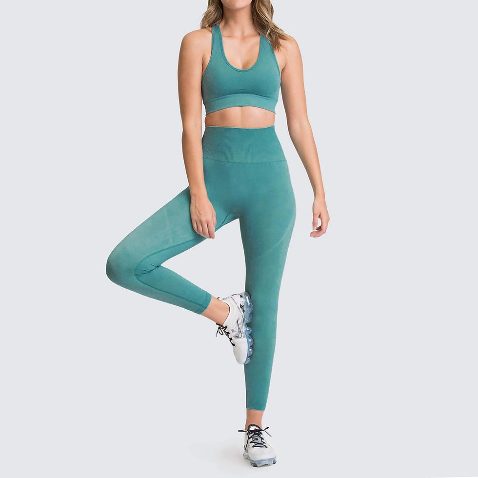 Thumbnail: 2 Piece Sports Set Gym Wear Women Workout Clothes Ribbed Seamless Workout