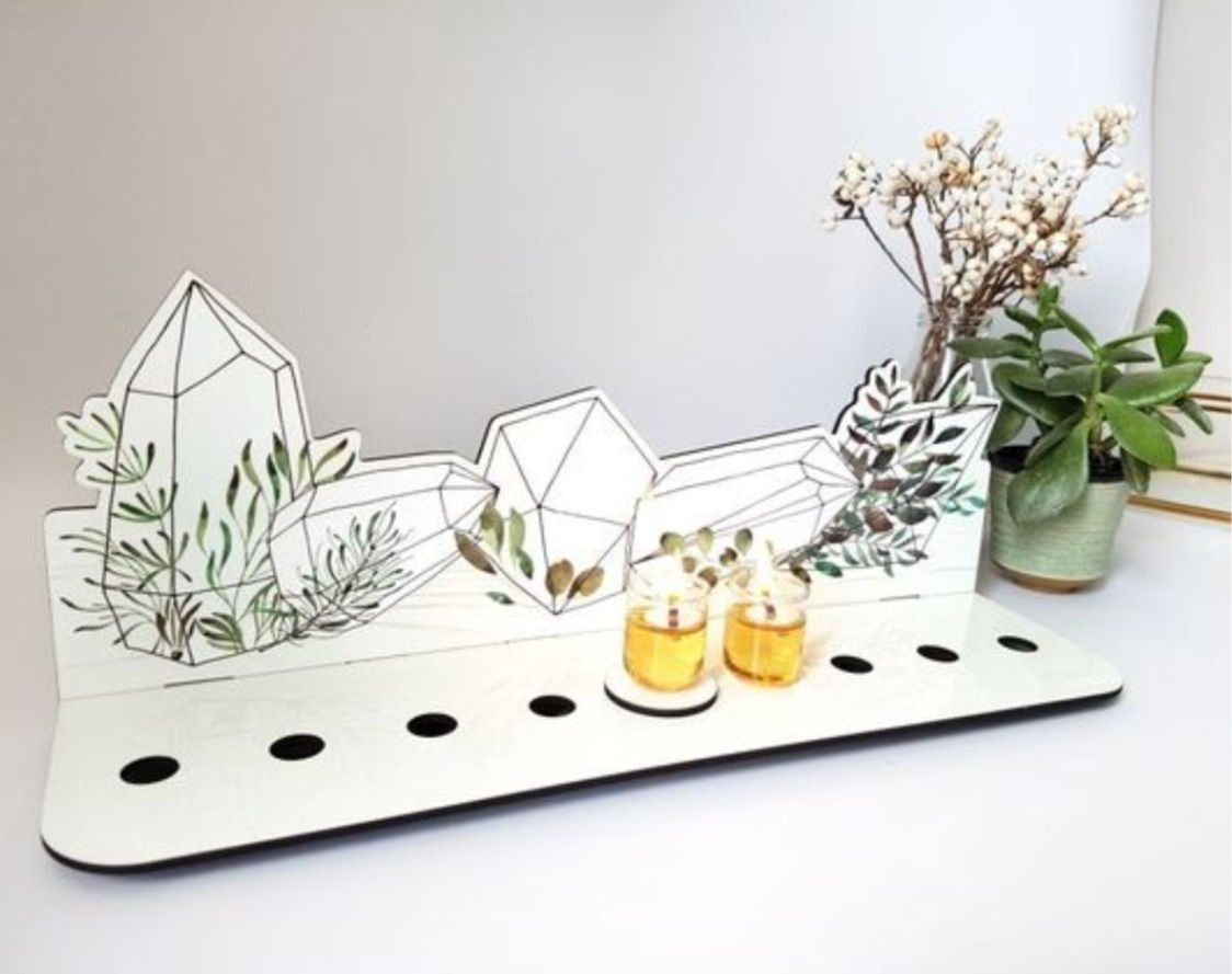 חנוכיית שמן מעוצבת | דגם סוקולנטים