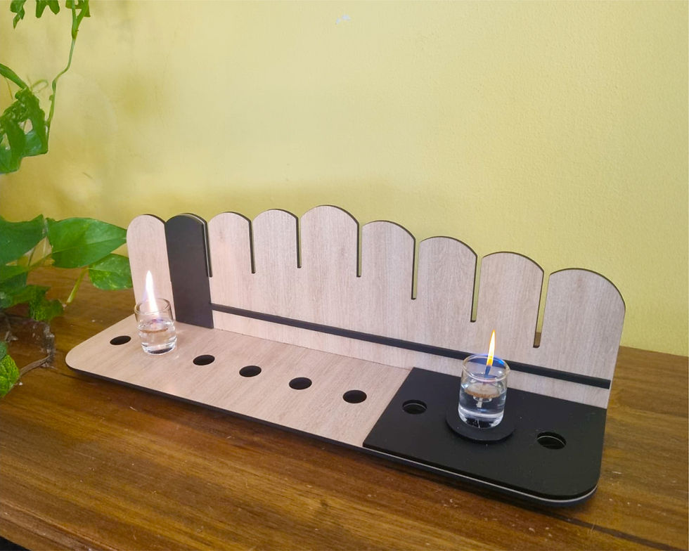 תמונה ממוזערת: חנוכיית שמן קולקציית קפסולה | עץ ושחור מט