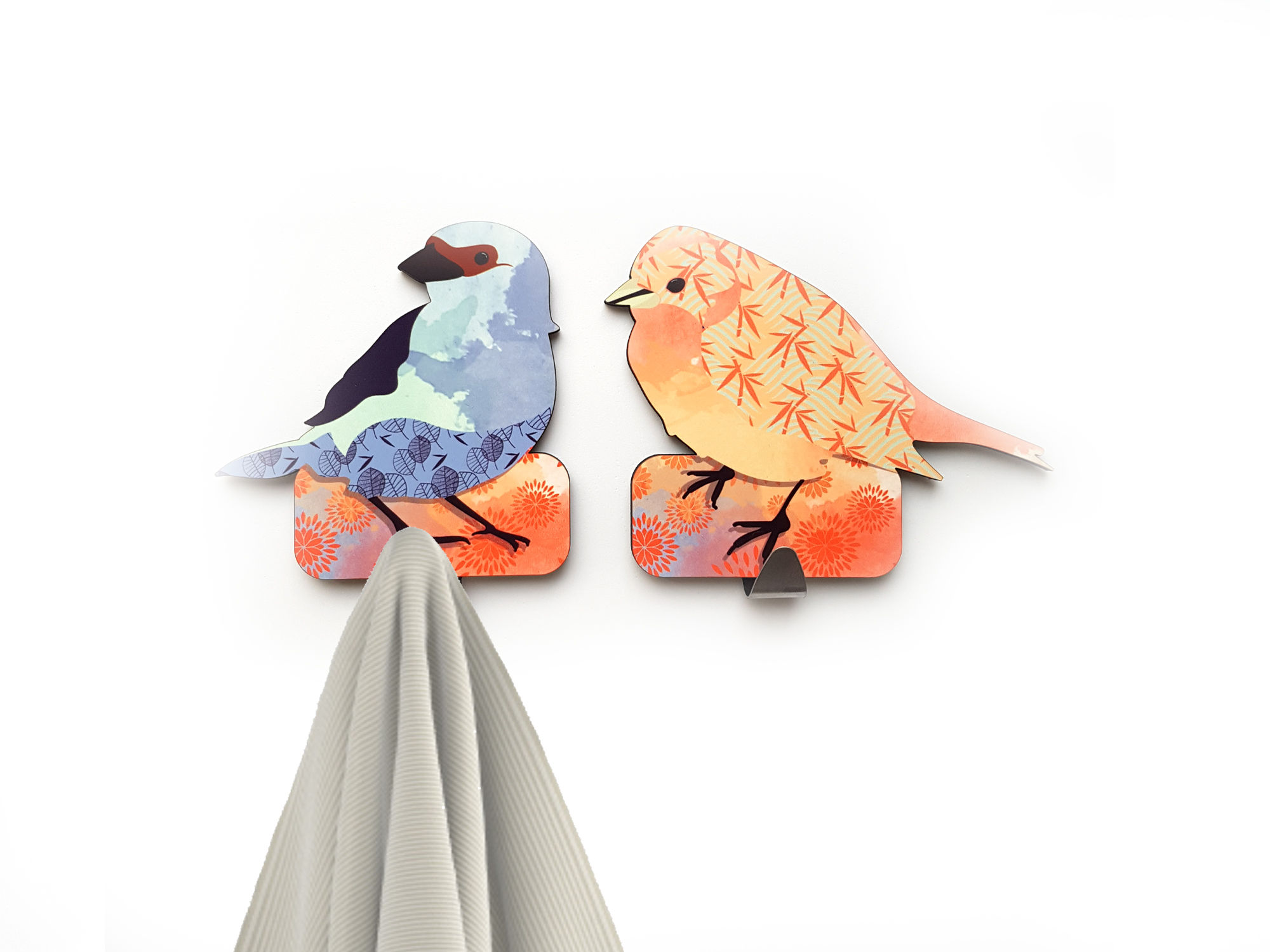 זוג מתלים למגבות מטבח | ציפורים