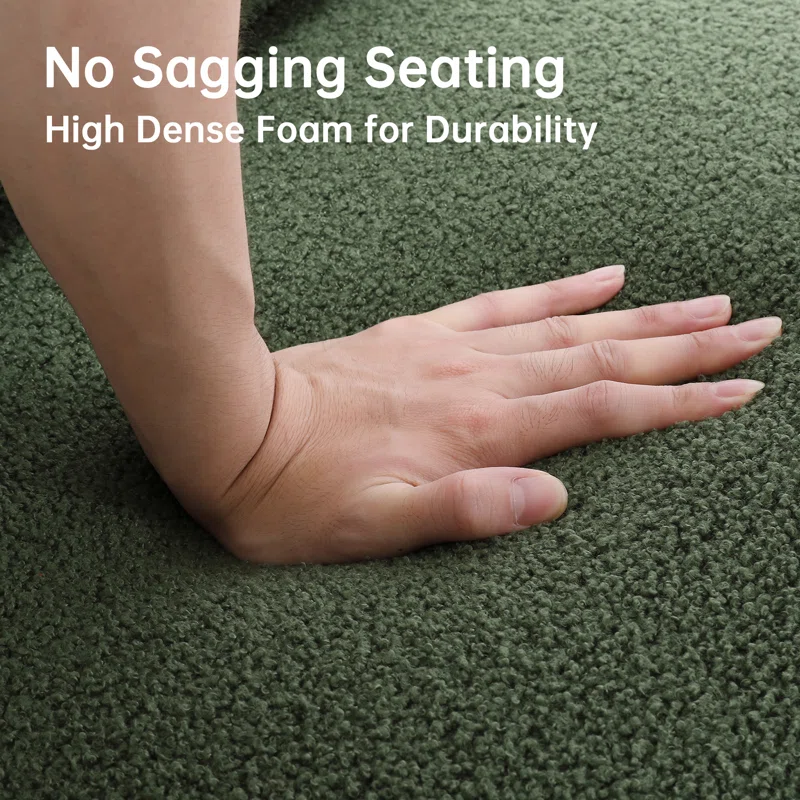 Thumbnail: Sherpa Upholstered Sofa with Wood Wedge Legs