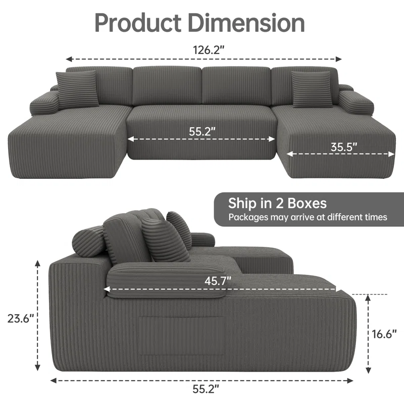 Thumbnail: 4 Seater Corduroy Sofa