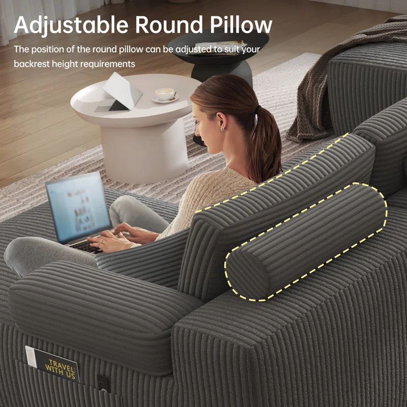 Thumbnail: 4 Seater Corduroy Sofa