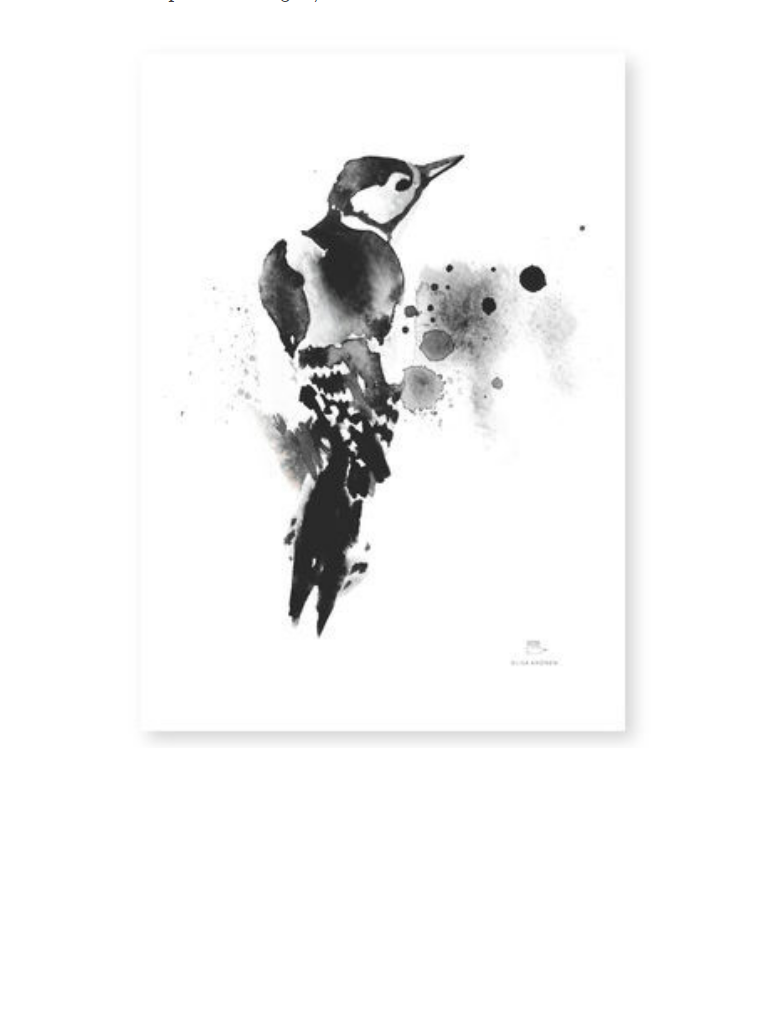 Ester Visual black/white WOODPECKER print (8.3" X 11.7")