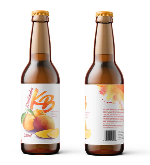 KB Kombucha concept – Illustration, logo design and packaging
