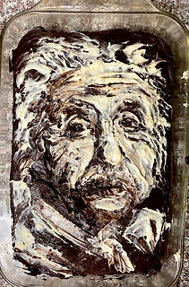 Einstien Portrait. Original Art by Las Vegas Resident Shine True. Cake Art. Cake and Frosting portrait. Created with Butterknife. 