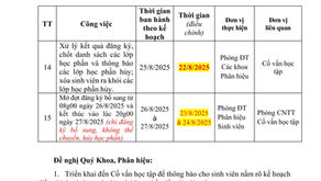 !!!Khẩn!!! V/v điều chỉnh kế hoạch đăng ký học phần học kỳ 1 năm học 2025-2026 và lưu ý đăng ký ghi danh