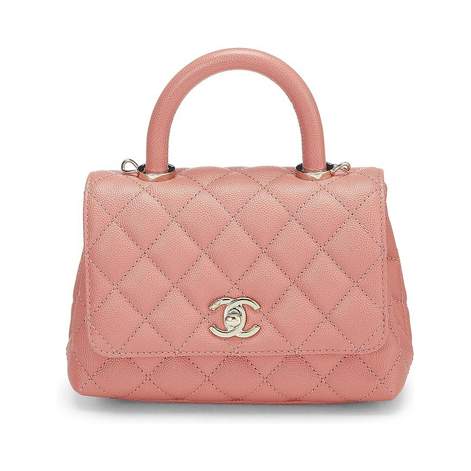 CHANEL: Pink Quilted Caviar Coco Handle Bag Mini, Pink