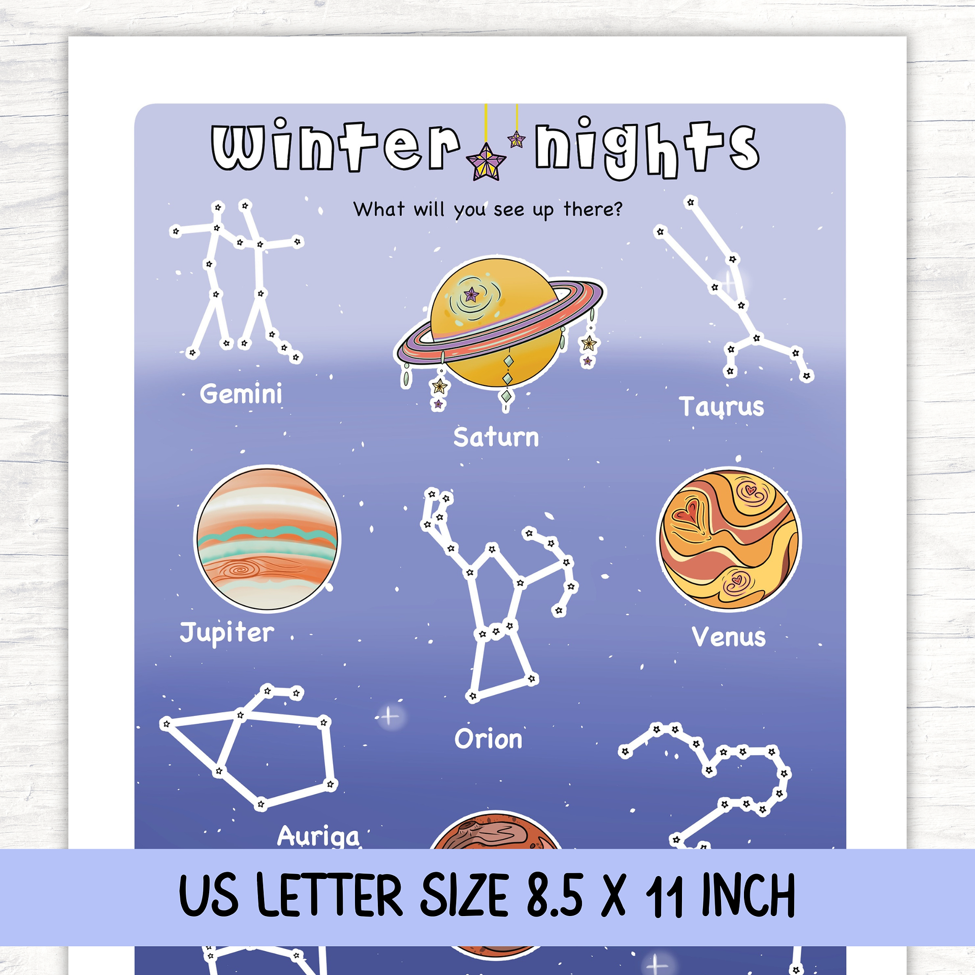 A winter sky unit study printable