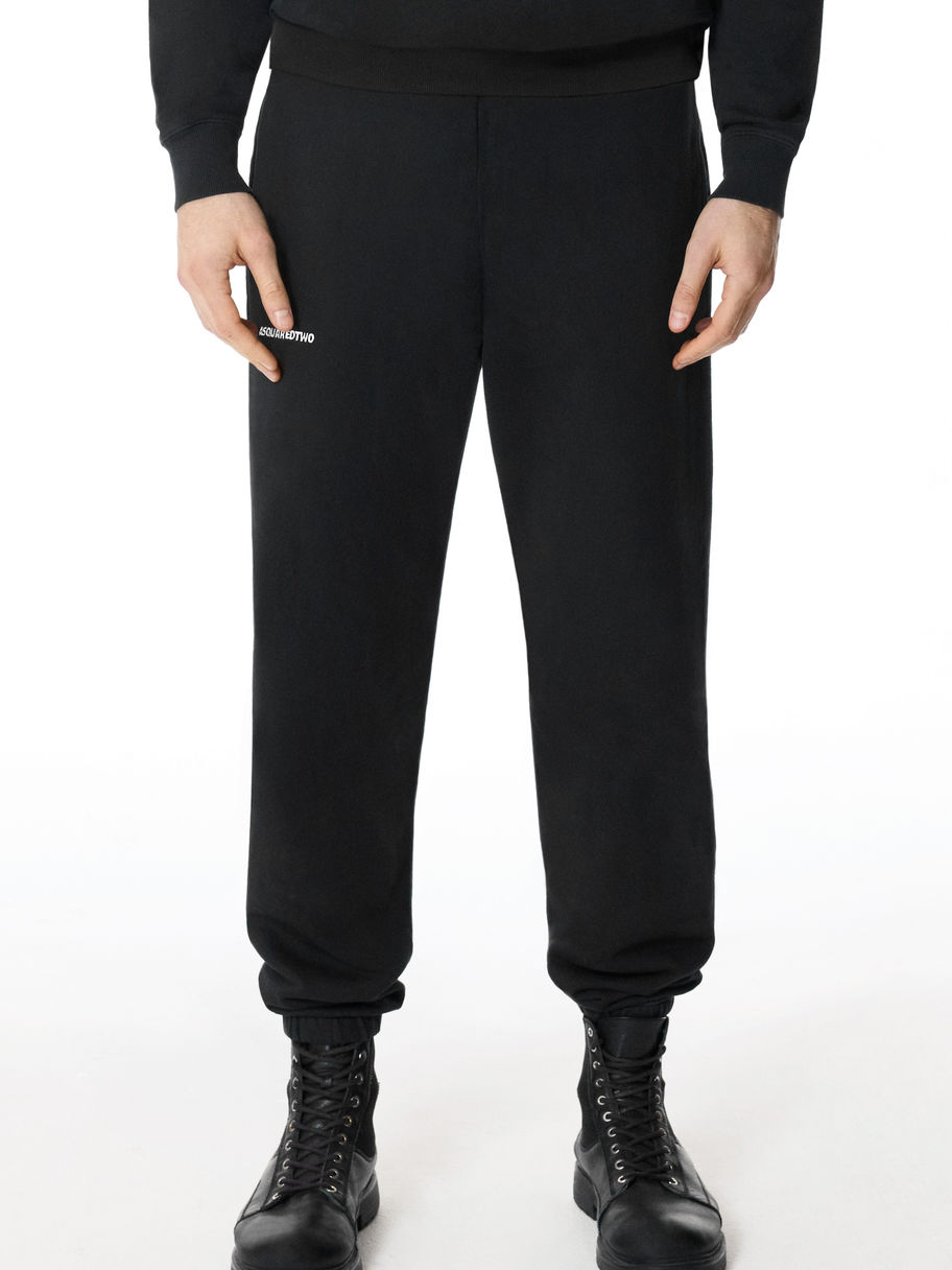 vintage black relaxed fit sweatpants, ASQUAREDTWO embroidered logo, pockets, Small, Medium, Large, XL, cotton, cotton blend