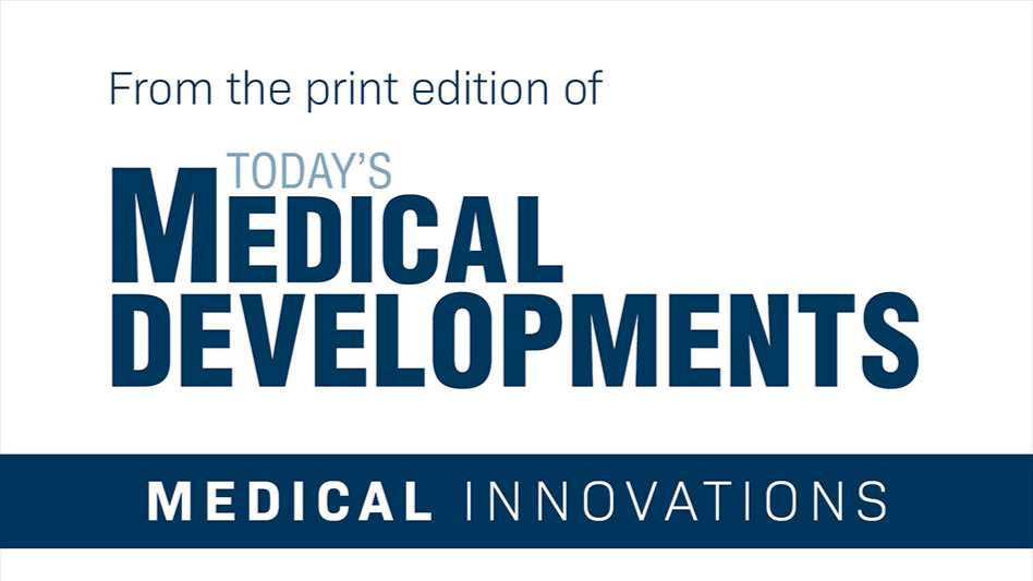 The image is an editorial banner with blue text on a white background and a dark blue strip. It reads "From the print edition of TODAY'S MEDICAL DEVELOPMENTS" and "MEDICAL INNOVATIONS" below. It represents a medical publication.