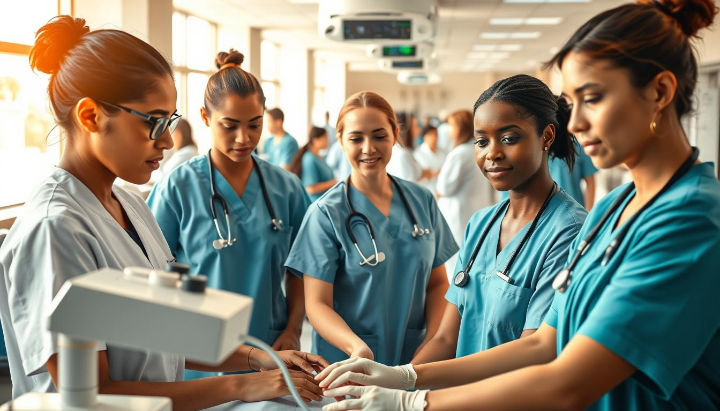 group of nurses in a training room