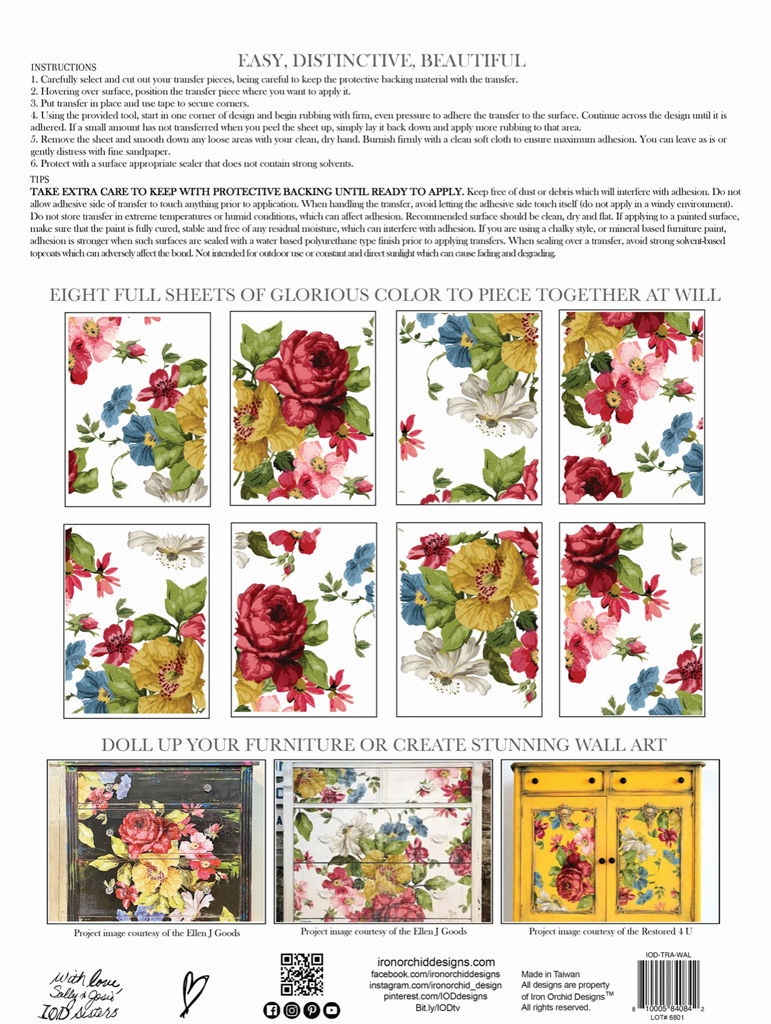 Miniatură: WALL FLOWER – transfer decorativ IOD-set de 8 pagini A3