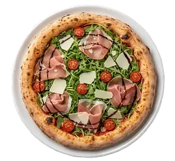 Wood fired pizza with parma ham and rucola in Rochester,Kent