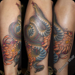 snakechrysanthemumtattoo