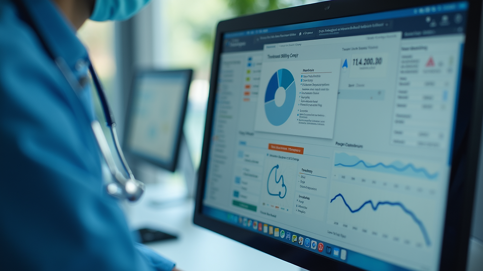 Close-up view of medical billing software on a monitor