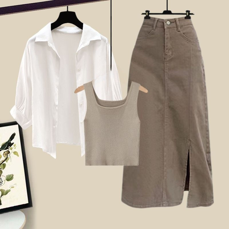 Casual Versatile Women's Sun Protection Denim Set Autumn New Style Slimming Vest