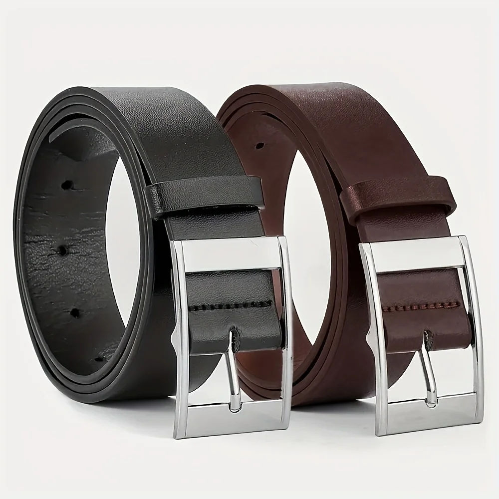 New Luxury Belt for Men PU Leather Belt Metal Pin Buckle High Quality Famous Bra
