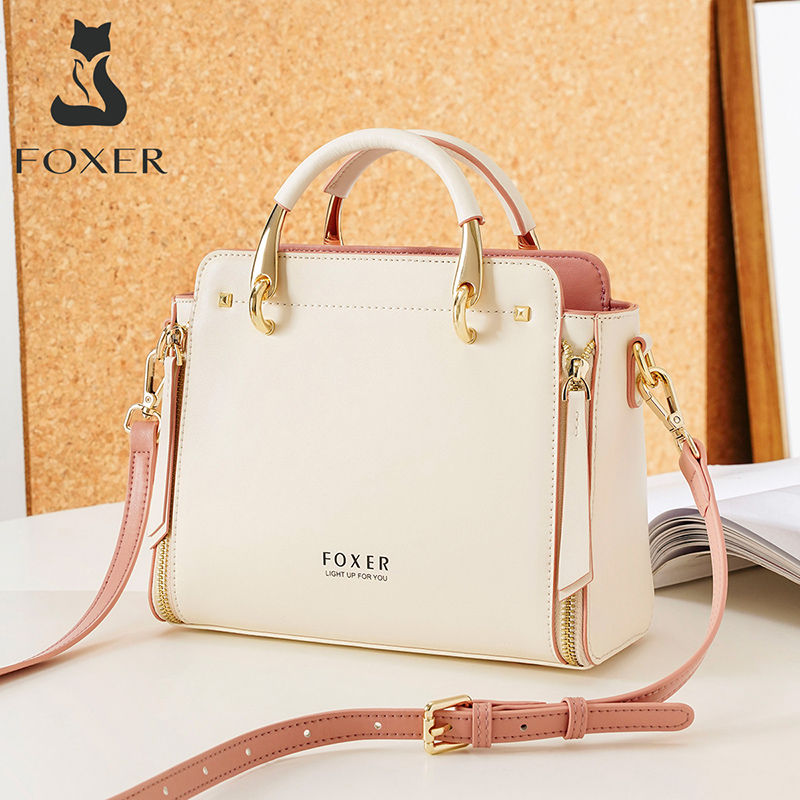 FOXER Split Leather Women's Shoulder Bag Elegant Handbag 2026 New Female Large T