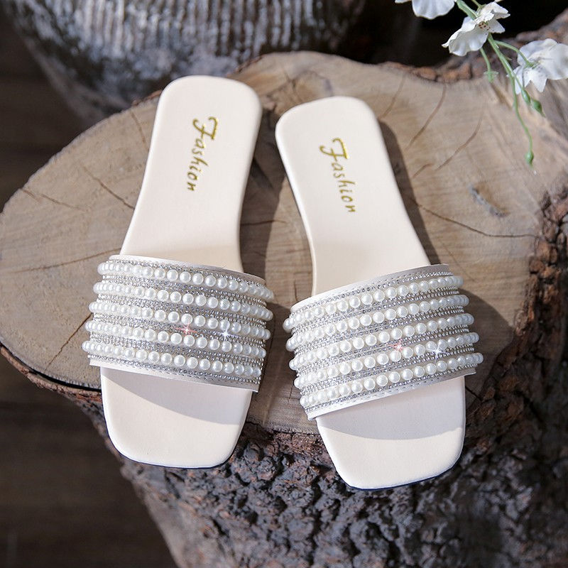 Women's Summer New Fashion Square Head Open Toe Design Women's Slippers Casual F