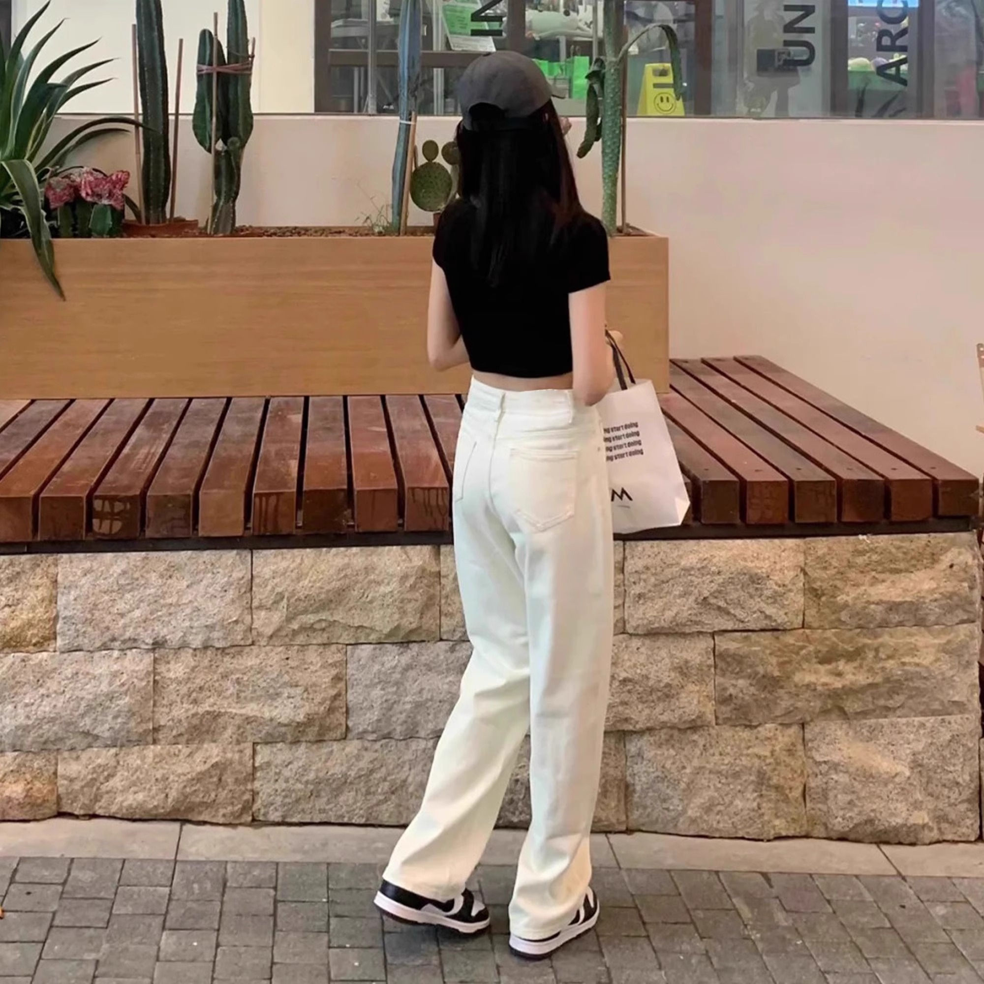 High Waist Straight Leg Wide Leg Jeans Women's Slimming Long Pants Spring Summer