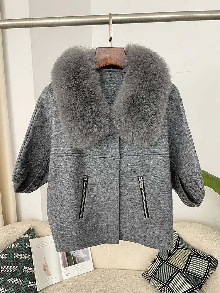 OFTBUY 2024 Autumn and Winter Women Cardigan Short Knitted Sweater Solid Color w