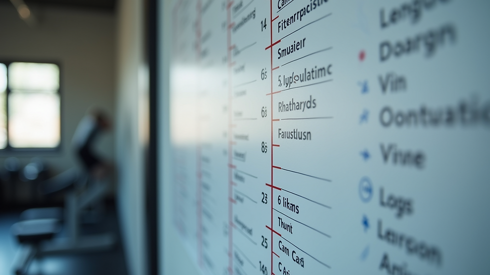 Close-up view of a fitness assessment chart with measurements and notes