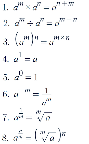 Index Laws