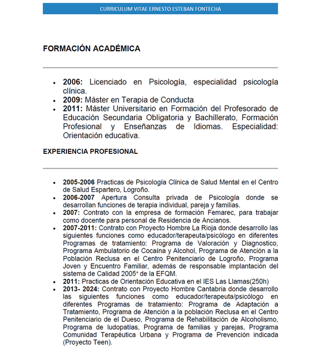 Licenciado en psicología. Especialidad Clinica
