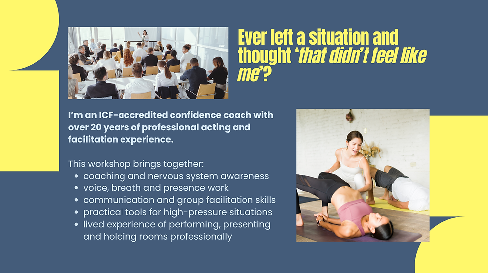 Hold the Room workshop graphic introducing ICF-accredited confidence coach Gemma Cousins