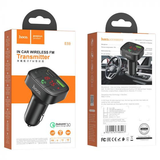 Thumbnail: HOCO CAR CHARGER “E59 PROMISE” QC3.0 BT FM TRANSMITTER