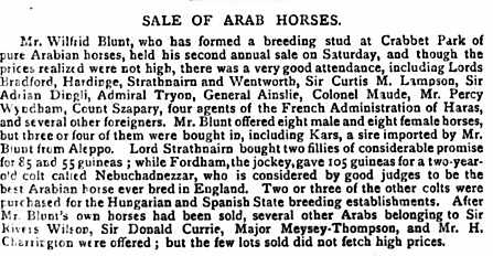 Crabbet Stud horse sale of 1884